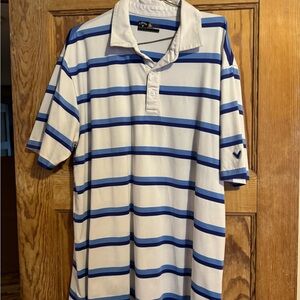Callaway Men's Polo Shirt - Blue and White Stripes